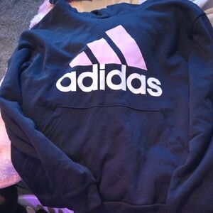 Adidas Dark Blue Sweatshirt with Light Pink Logo